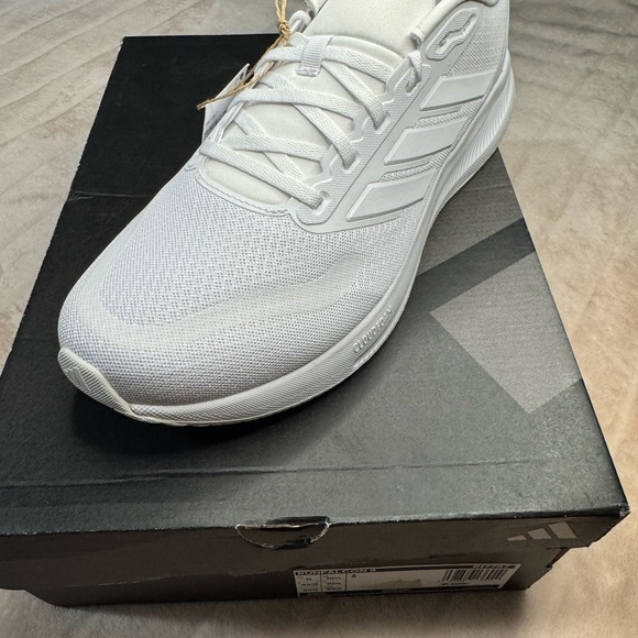 Adidas Men's Run Falcon 5 Cloudfoam White on White Running Shoes - Picture 3 of 5